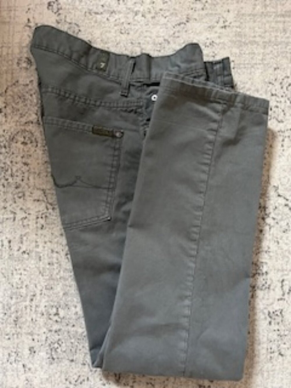 🧡3/15 7 for all mankind Green-Gray The Straight Cotton Jeans Pants Size 31
